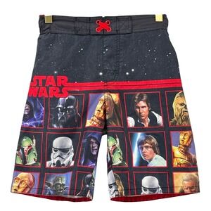 Star Wars Swim Trunks Boys Medium M Black Red Character Print